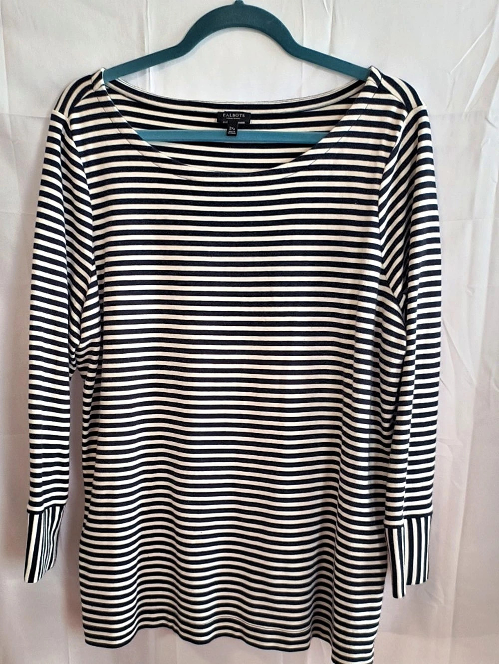 Talbots Striped Long Sleeve Cotton Top in Blue & White Size 2XP